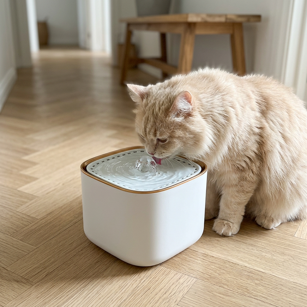 DrinkBuddy Katzenbrunnen – Katze trinkt frisches Wasser