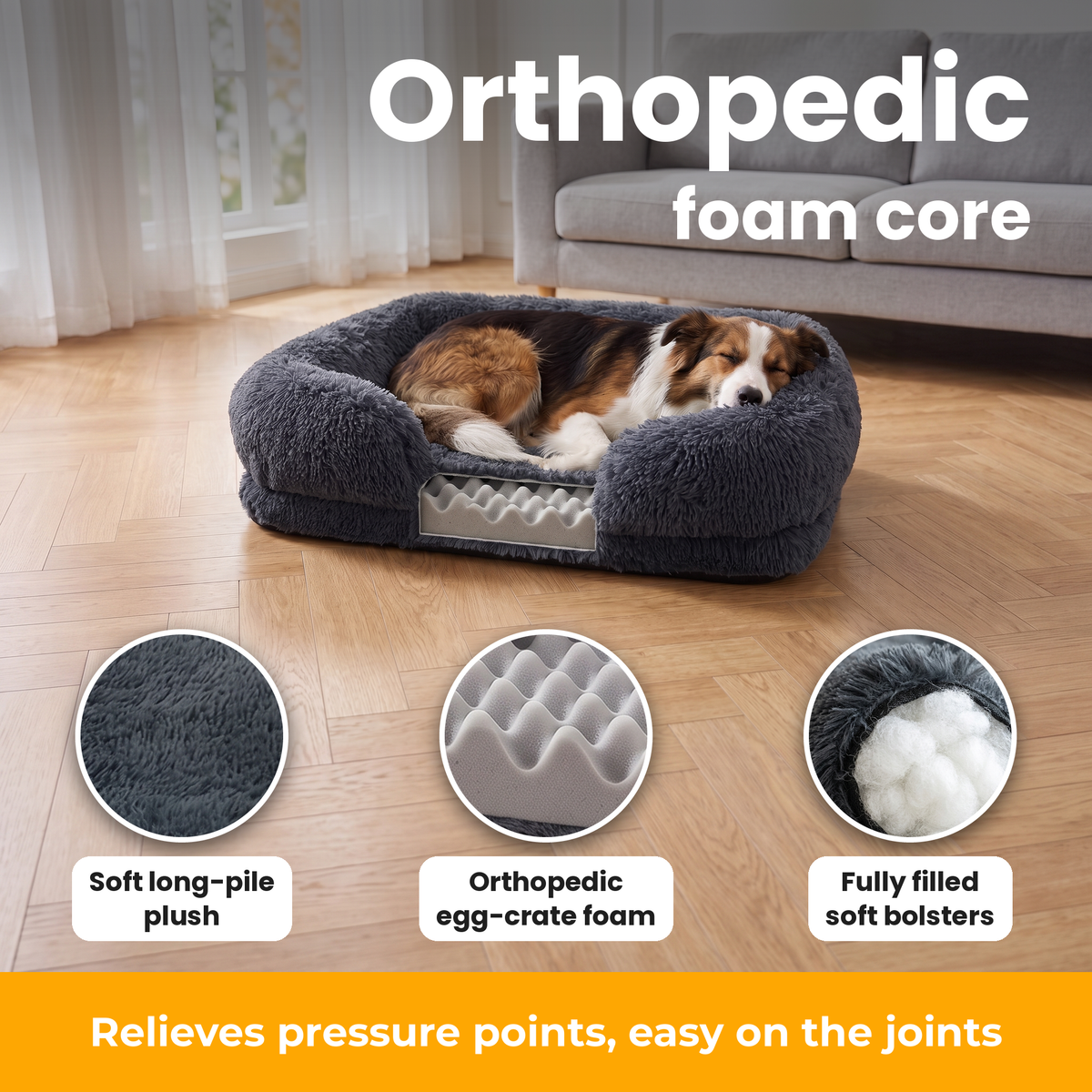 [en] CloudCouch – Cut-away showing the orthopedic egg-crate foam core under the plush
