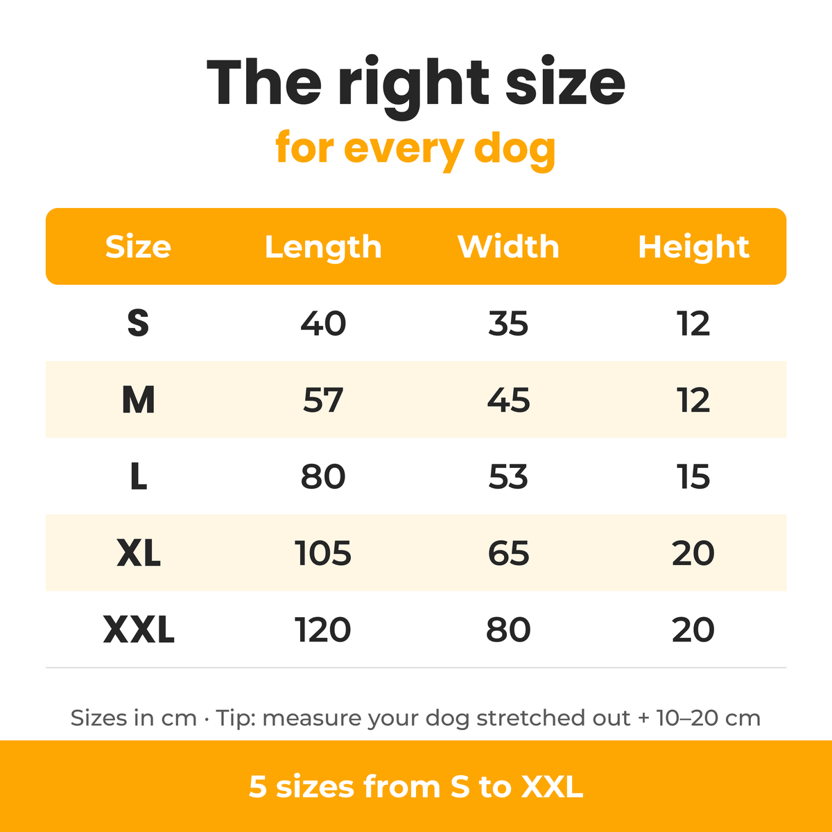 [en] CloudCouch – CloudCouch size chart S to XXL