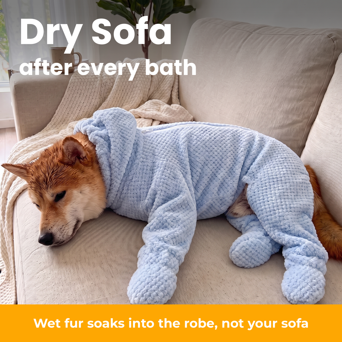 [en] FluffDry dog bathrobe – dry sofa